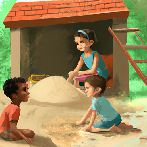 איור המדגים ילדים מתקשרים ומשתפים פעולה במהלך משחק עם ארגז חול.